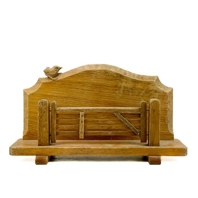 Lot 30 - A Bob Hunter Thirlby Wrenman oak letter rack.