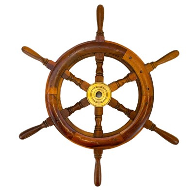 Lot 462 - A hardwood ship's wheel.