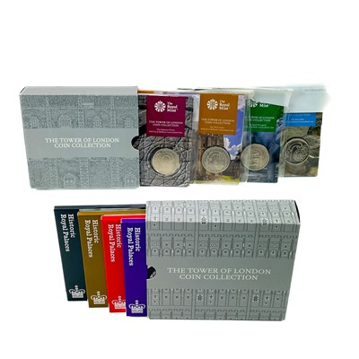 Lot 115 - UK Uncirculated £5 2019 & 2020 "Tower of London Collection (8 coins) in Royal Mint Packaging.