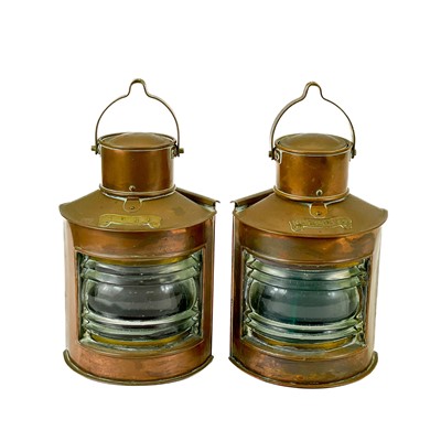 Lot 480 - A pair of copper ship's navigation lights.