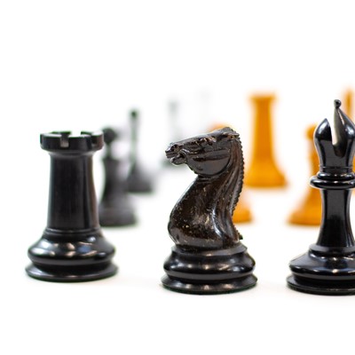 Lot 5 - A Jacques Staunton pattern boxwood and ebony chess set.