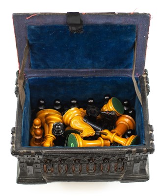 Lot 5 - A Jacques Staunton pattern boxwood and ebony chess set.