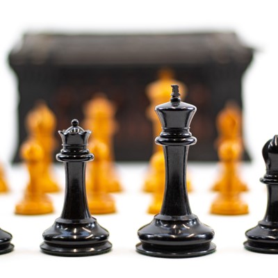 Lot 5 - A Jacques Staunton pattern boxwood and ebony chess set.