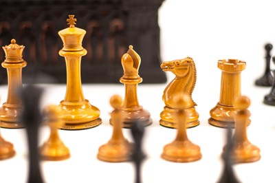 Lot 5 - A Jacques Staunton pattern boxwood and ebony chess set.