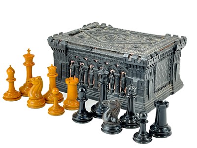 Lot 5 - A Jacques Staunton pattern boxwood and ebony chess set.