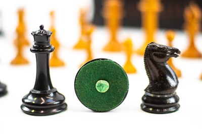 Lot 5 - A Jacques Staunton pattern boxwood and ebony chess set.