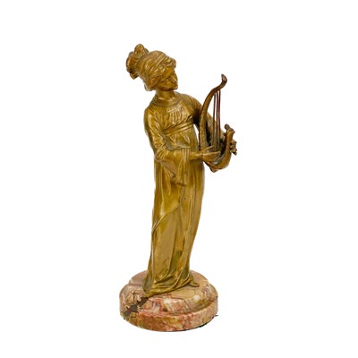 Lot 31 - A bronze figure of a female musician by Affortunato Gori.