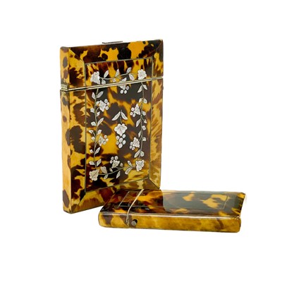 Lot 62 - A Victorian tortoiseshell card case.