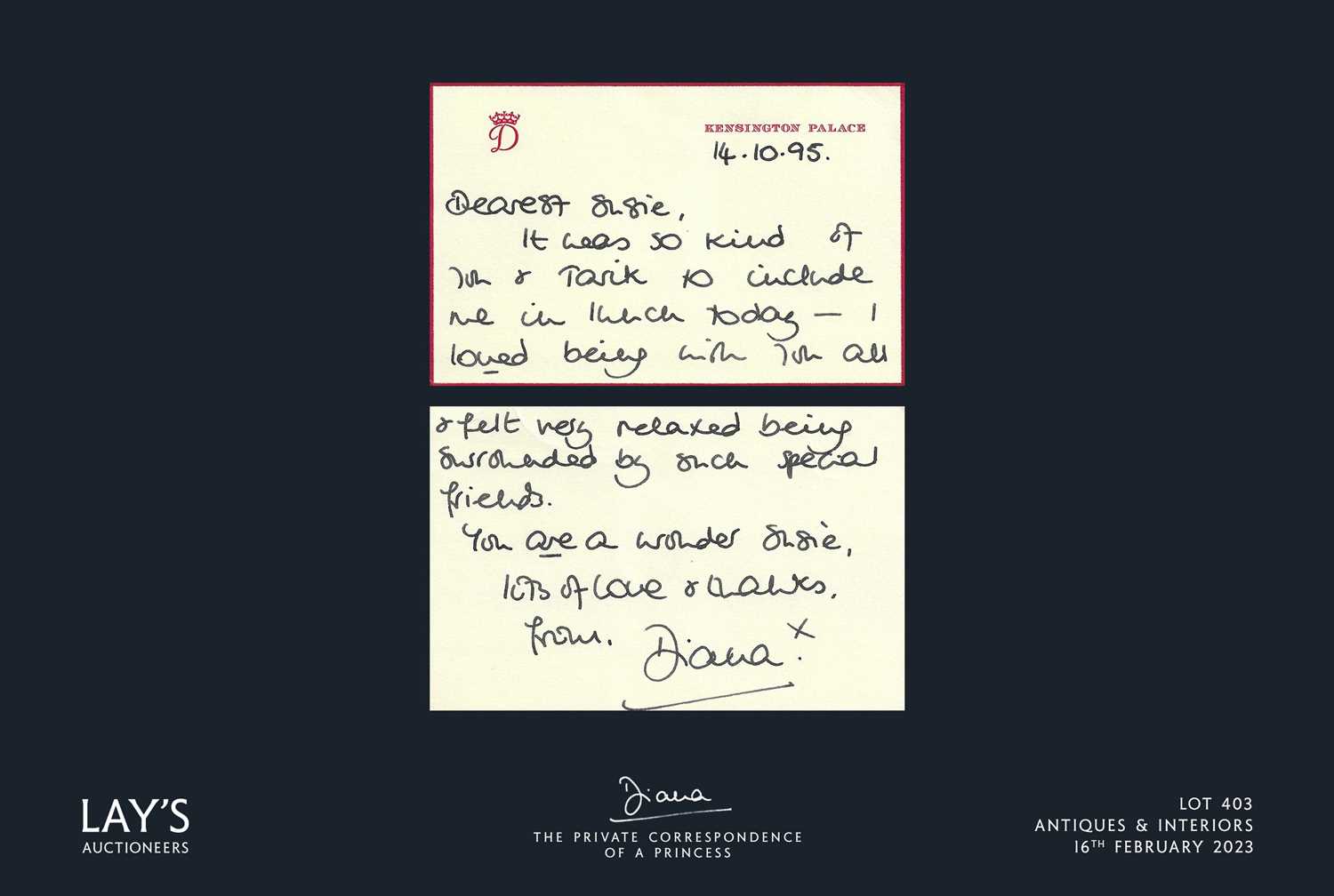 Lot 403 - Diana - The Private Correspondence of a Princess