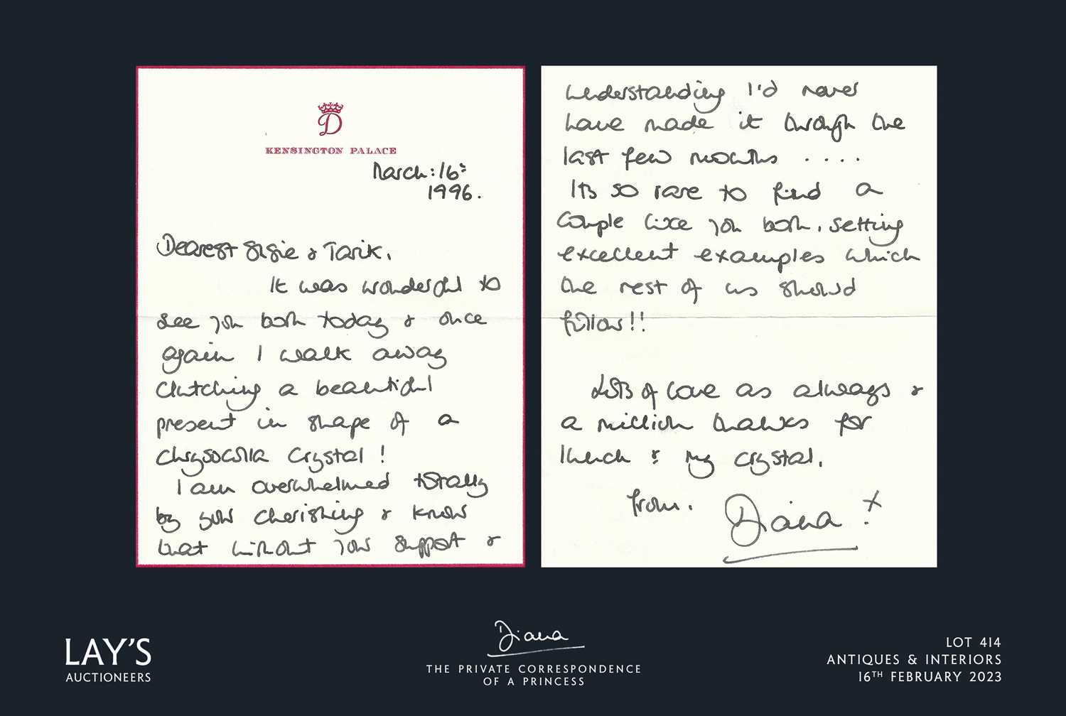 Lot 414 - Diana - The Private Correspondence of a Princess