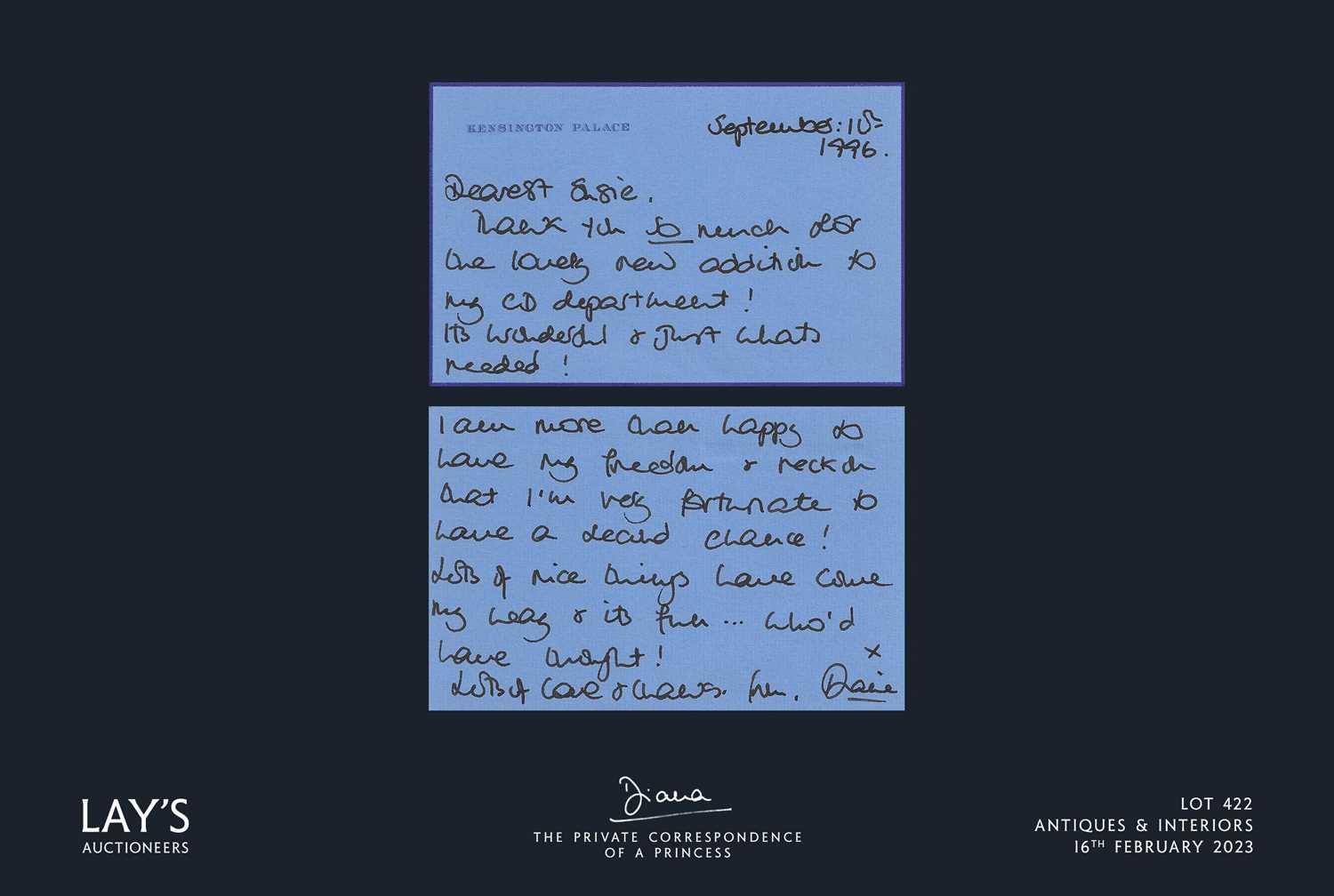 Lot 422 - Diana - The Private Correspondence of a Princess