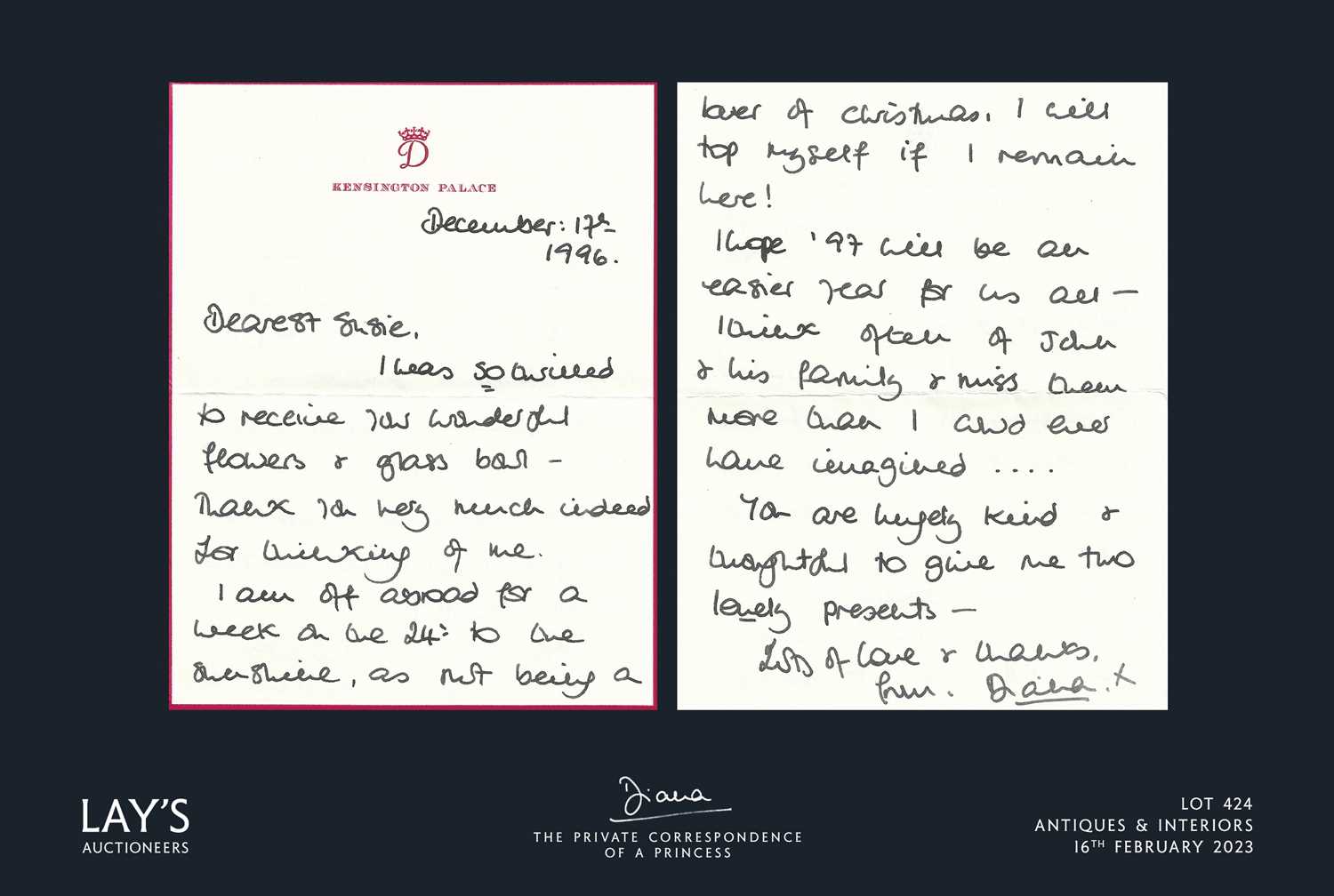 Lot 424 - Diana - The Private Correspondence of a Princess
