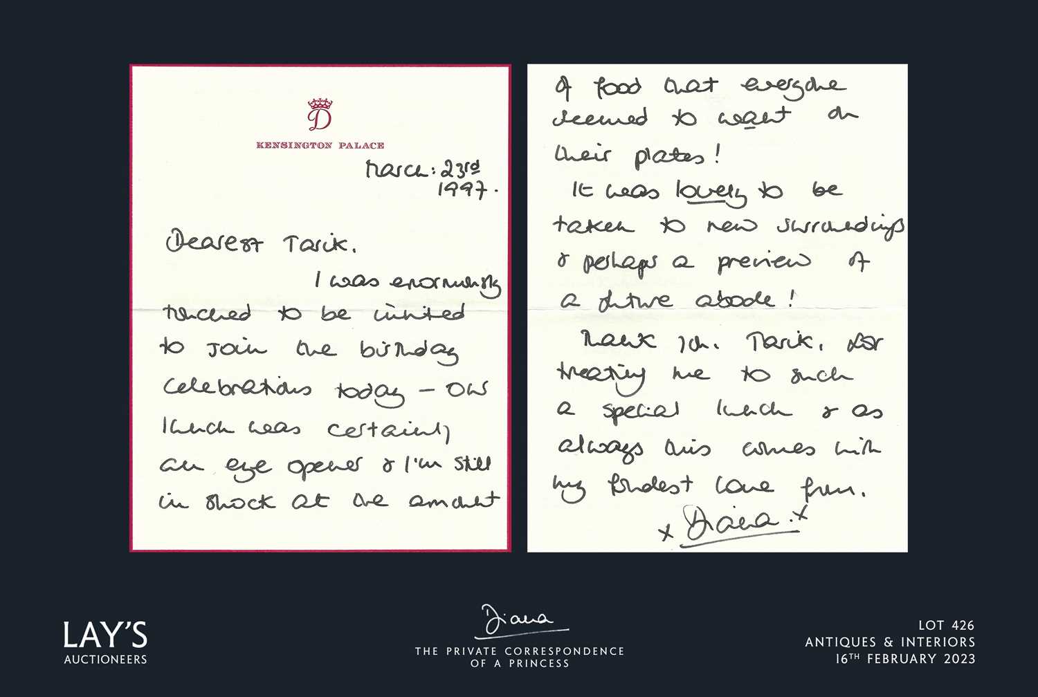 Lot 426 - Diana - The Private Correspondence of a Princess