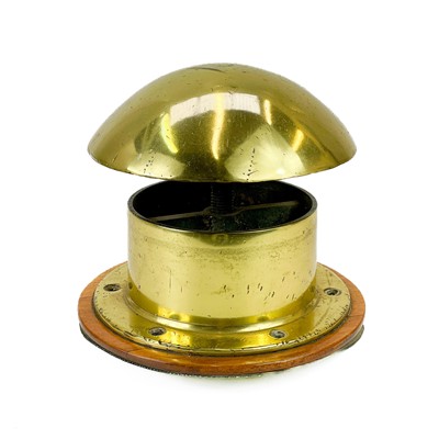 Lot 465 - A brass marine mushroom vent mounted on mahogany.