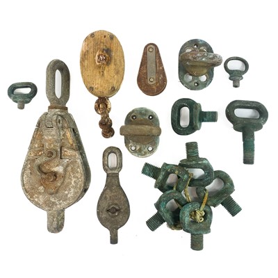 Lot 470 - Various block and tackle.