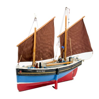 Lot 466 - A model of a Newlyn two mast lugger PZ233 Mystery.