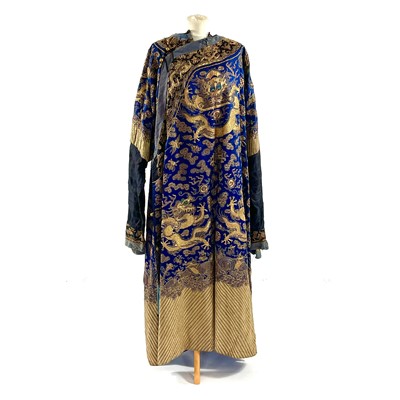 Lot 42 - A Chinese embroidered dragon robe, late 19th century.