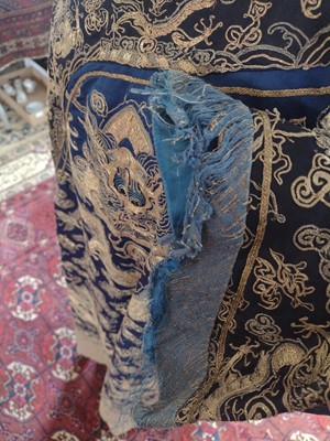 Lot 42 - A Chinese embroidered dragon robe, late 19th century.