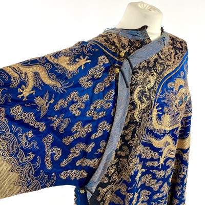 Lot 42 - A Chinese embroidered dragon robe, late 19th century.