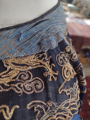 Lot 42 - A Chinese embroidered dragon robe, late 19th century.