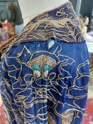 Lot 44 - A Chinese gold metal thread embroidered dragon robe, early 20th century.