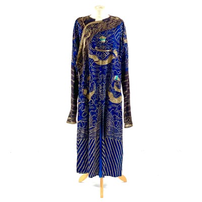 Lot 44 - A Chinese gold metal thread embroidered dragon robe, early 20th century.