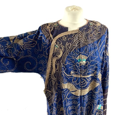 Lot 44 - A Chinese gold metal thread embroidered dragon robe, early 20th century.