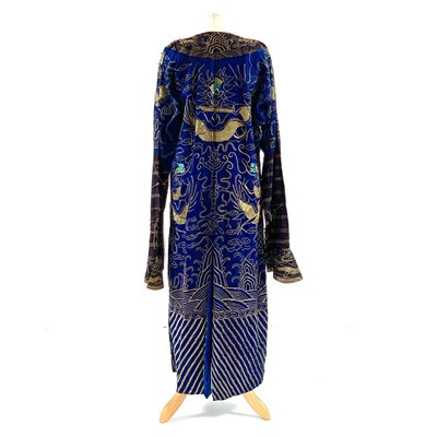 Lot 44 - A Chinese gold metal thread embroidered dragon robe, early 20th century.