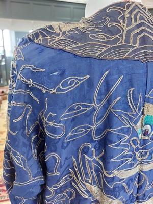 Lot 44 - A Chinese gold metal thread embroidered dragon robe, early 20th century.