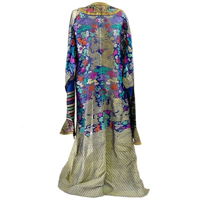 Lot 47 - A Chinese silk embroidered dragon robe, early 20th century.