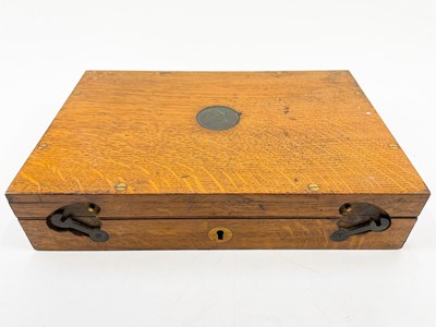 Lot 26 - A Victorian oak pistol box.