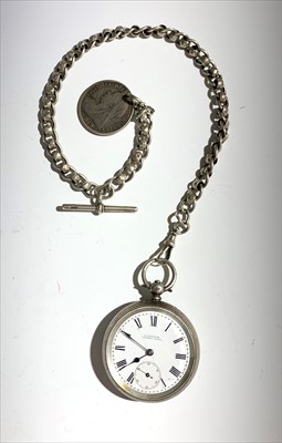 Lot 2503 - An open face key wind silver cased pocket...