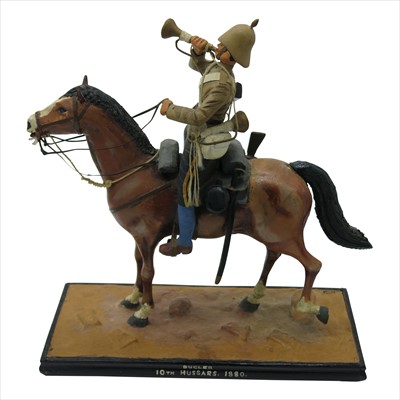 Lot 255 - A carved and painted mounted figure, 'Bugler,...