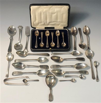 Lot 2026 - A cased set of six silver coffee spoons...