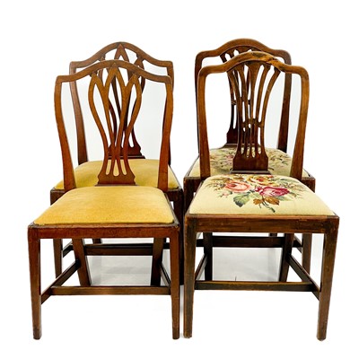 Lot 1923 - A pair of late George III fruitwood dining chairs.