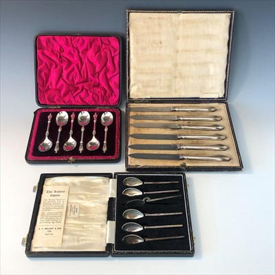 Lot 2047 - A set of six silver reproduction 'Roman Spoons'...