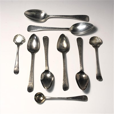 Lot 2030 - A set of four Georgian silver bright cut...