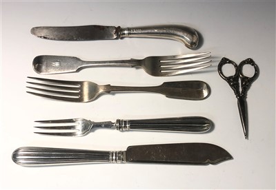 Lot 2031 - A pair of Victorian silver fiddle pattern...