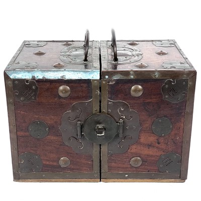 Lot 59 - A Chinese hardwood seaman's chest, 19th century.