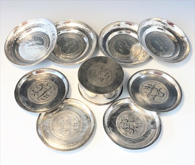 Lot 2034 - An Eastern silver cylindrical box with...