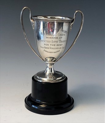 Lot 2044 - A 'National Pony Society' silver twin handled...