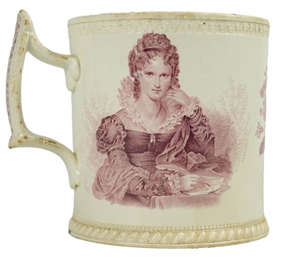 Lot 38 - A pink printed Coronation mug