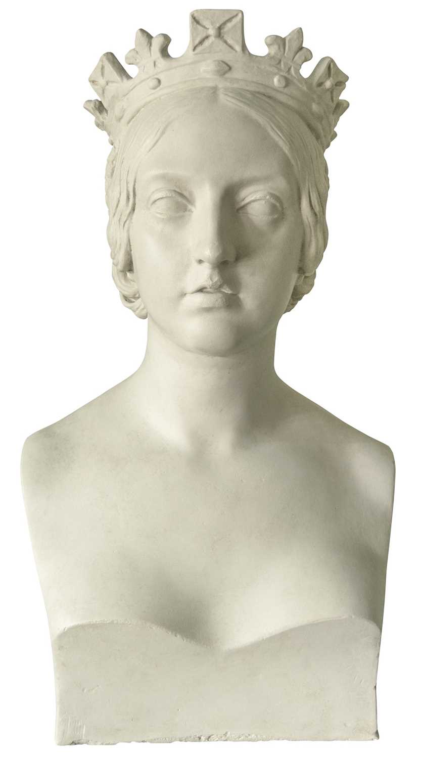 Lot 26 - After John Gibson 1791 - 1866, a plaster portrait bust of the young Queen Victoria