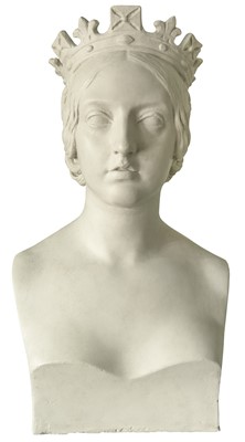 Lot 26 - After John Gibson 1791 - 1866, a plaster portrait bust of the young Queen Victoria
