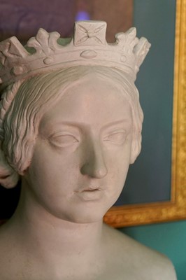 Lot 26 - After John Gibson 1791 - 1866, a plaster portrait bust of the young Queen Victoria