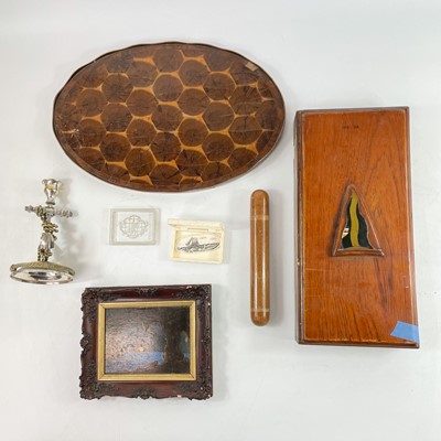 Lot 460 - A small continental oil on board of a small boat in a cavern.