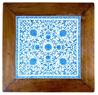 Lot 56 - A square Chinese porcelain Ming-style tile