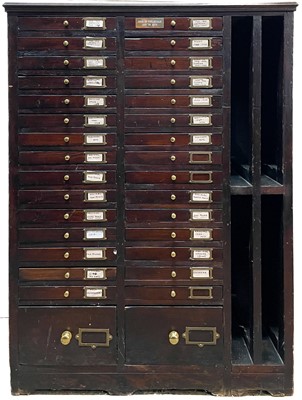 Lot 214 - Wooden 32 drawer coin cabinet.