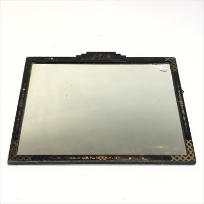 Lot 3295 - A black japanned wall mirror, circa 1930's.