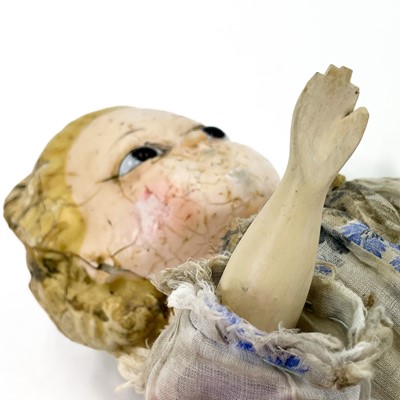 Lot 744 - Early 19th Century Handmade Wax Headed Doll.